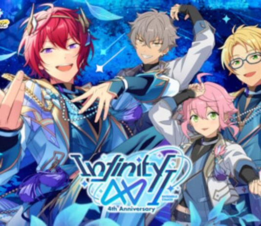 Ensemble Stars!! Music Is Celebrating Its 4th Anniversary with a Live Event featured image for our news on Ensemble Stars!! Music 4th Anniversary. It shows four singers (male) from an in-game band.