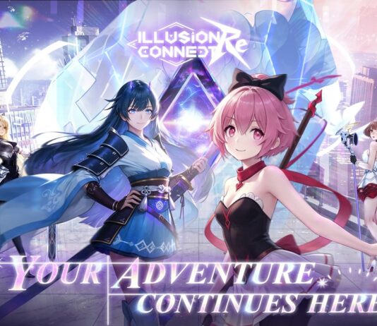 Illusion Connect Comes Back as Illusion Connect: Re on Mobile featured image for our news on Illusion Connect: Re. It shows characters from the game, female anime-style.
