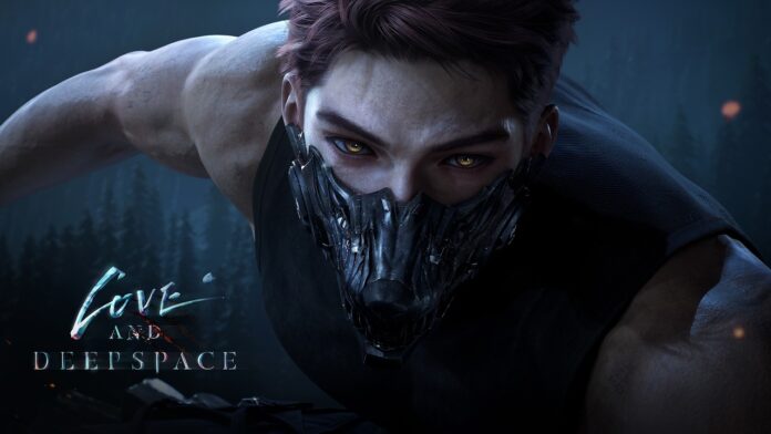 Love and Deepspace Valko featured image for our news on Love and Deepspace Valko. It shows the new hero named Valko in a mask that only shows his eyes.