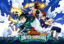 My Hero Academia: UNITED SURVIVAL Opens Pre-Registration on Mobile and PC featured image for our news on My Hero Academia: UNITED SURVIVAL. It shows four characters from the game flying in the air and the game's logo right below them.