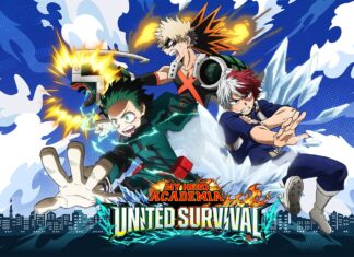 My Hero Academia: UNITED SURVIVAL Opens Pre-Registration on Mobile and PC featured image for our news on My Hero Academia: UNITED SURVIVAL. It shows four characters from the game flying in the air and the game's logo right below them.