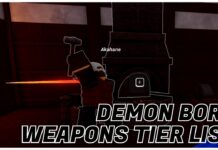 Demon Born Weapons Tier List – WORLD CUP BETA Rankings! Feature image for our demon born weapons tier list showing a blacksmith npc at work, holding a red hot blade outwards to the left away from the furnace. The bottom right has the article title in bold black and white.