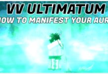 How To Manifest Your AURA in VV ULTIMATUM Feature image for our how to manifest your aura in vv ultimatum guide showing a player eveloped in a blue and white flashy aura.