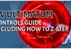 VV ULTIMATUM Controls Guide – Including How To Z STEP! Feature image for our VV ULTIMATUM controls guide, showing a player imbued in a large red circle with the article title written in bold black and white in an emptier space to the left of the screenshot