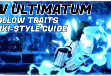 VV ULTIMATUM Hollow Traits – Wiki Index Feature image for our vv ultimatum hollow traits guide showing an arrancar player unleashing an elemental attack which is firing off a brilliant blue fire. In the top left corner is the article title in bold black and white