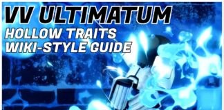 VV ULTIMATUM Hollow Traits – Wiki Index Feature image for our vv ultimatum hollow traits guide showing an arrancar player unleashing an elemental attack which is firing off a brilliant blue fire. In the top left corner is the article title in bold black and white