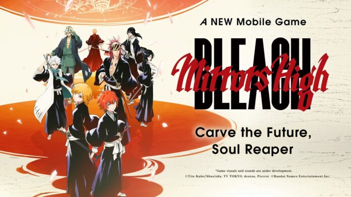 BLEACH Mirrors High trailer featured image for our news on BLEACH Mirrors High trailer. It shows the main characters from the upcoming game along with its logo on the right.