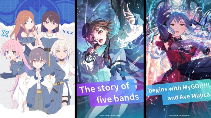 BanG Dream! Our Notes Closed Beta Test featured image for our news on BanG Dream! Our Notes Closed Beta Test. It shows three different screenshots from the game.