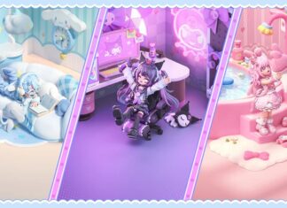 Heartopia x Sanrio Characters Collab Begins with Tons of New Events featured image for our news on Heartopia x SANRIO. It shows three different rooms with My Melody, Cinnamoroll, and Kuromi themes.