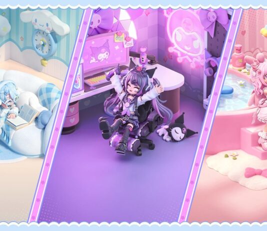 Heartopia x Sanrio Characters Collab Begins with Tons of New Events featured image for our news on Heartopia x SANRIO. It shows three different rooms with My Melody, Cinnamoroll, and Kuromi themes.