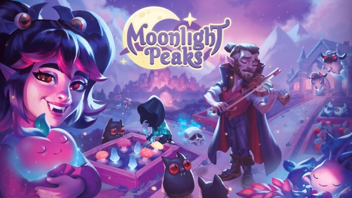 Moonlight Peaks featured image for our news on Moonlight Peaks. It shows a female vampire close to the frame and other vampires far away, under the moon.