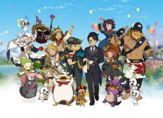 Ni no Kuni: Cross Worlds Launches a Global Unified Service featured image for our news on Ni no Kuni: Cross Worlds global unified service. It shows all major characters from Ni no Kuni in party outfits,
