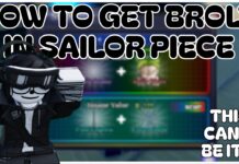 How To Get Broly in Sailor Piece – A HARSH Review… Feature image for our how to get broly in sailor piece guide showing a player with their hands on their head in despair. Behind them is a blurred background of the in-game robux shop obscuring the broly kit. The article title is in the top in black and white bold text.