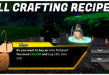 Legacy Piece Crafting Recipes Guide Feature image for our legacy piece crafting recipes guide showing a player talking to the pickaxe crafter npc