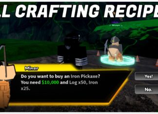 Legacy Piece Crafting Recipes Guide Feature image for our legacy piece crafting recipes guide showing a player talking to the pickaxe crafter npc