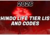 Shindo Life Tier List – 2026 UPD Rankings + NEW CODES Feature image for our shindo life tier list showing a tall red flower with an eye looking at the viewer against a deeper red background. In the foreground is the article title in bold black and white