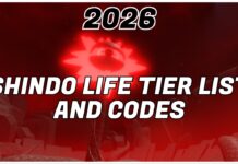 Shindo Life Tier List – 2026 UPD Rankings + NEW CODES Feature image for our shindo life tier list showing a tall red flower with an eye looking at the viewer against a deeper red background. In the foreground is the article title in bold black and white